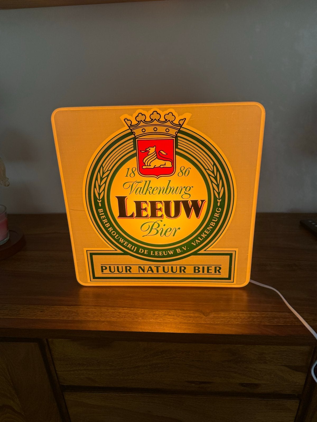 Zeldzame Oude Leeuw Bier Lichtbak - Valkenburg, Ophalen of Verzenden, Gebruikt, Lichtbak of (neon) lamp