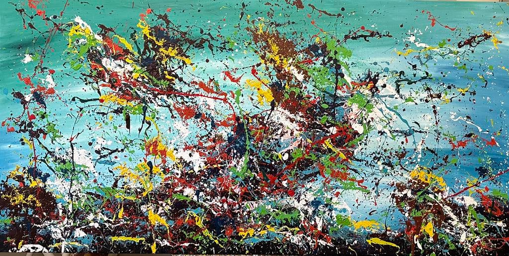 Valera- Kleurrijke abstract- Handgeschilderd- Uniek- XXL, Ophalen of Verzenden