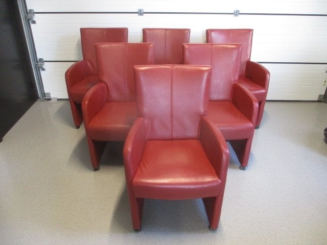 stoelen leder 6 stuks - eetkamerstoelen -  armleuningstoelen, Ophalen, Gebruikt, Leer, Vijf, Zes of meer stoelen