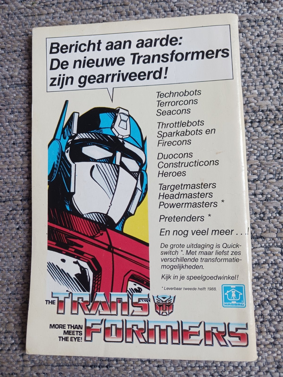 Transformers: Headmasters Speciale Editie Stripboek, Eén stripboek, Ophalen of Verzenden, Gelezen, Marvel Comics