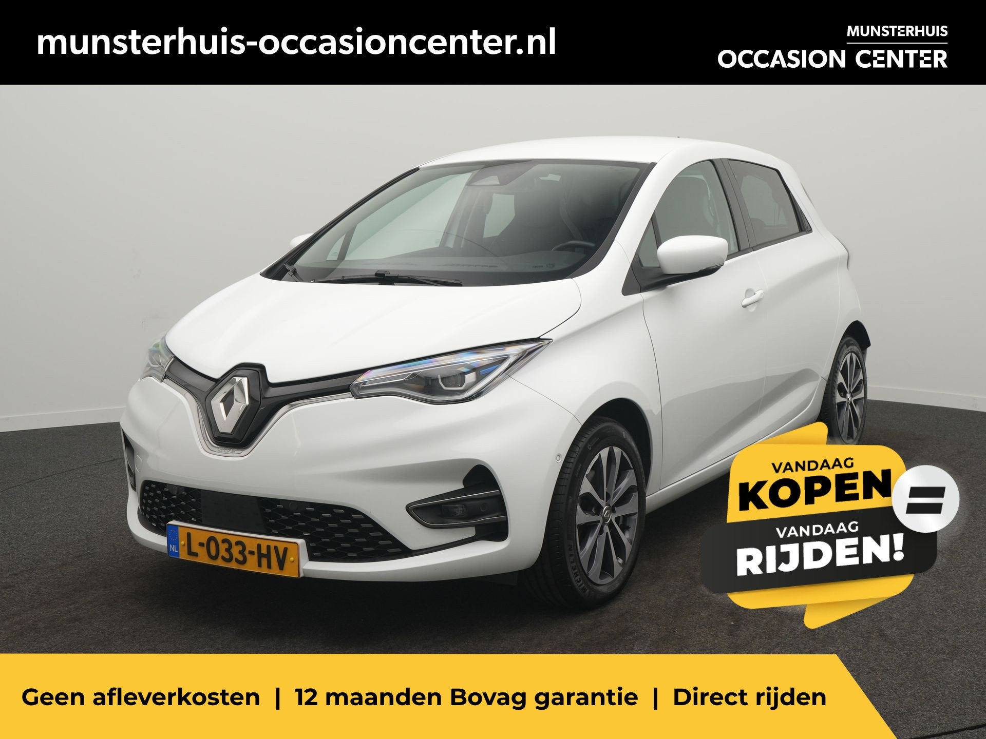 Renault ZOE R135 Intens 52 kWh - RIJKLAARPRIJS - Achteruitri, Auto's, Renault, 136 pk, Gebruikt, Zwart, Leder en Stof