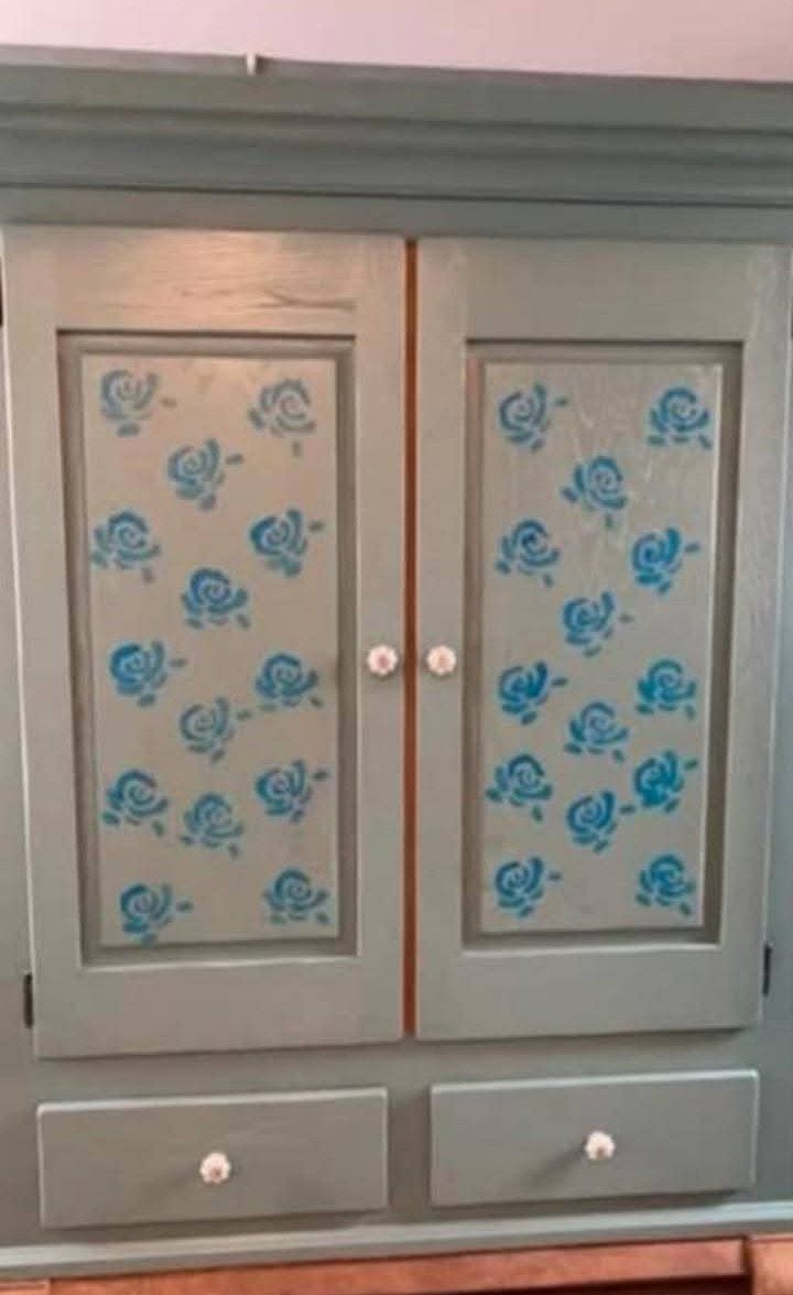Mintgroene kast, zelf geschilderd, 157x185 cm, Ophalen, Gebruikt, 150 tot 200 cm, 25 tot 50 cm