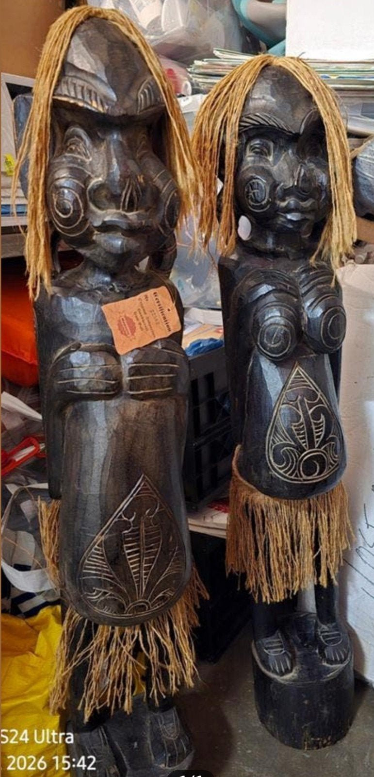 Uniek handgesneden houten beeld - Afrikaanse stijl, Antiek en Kunst, Ophalen of Verzenden