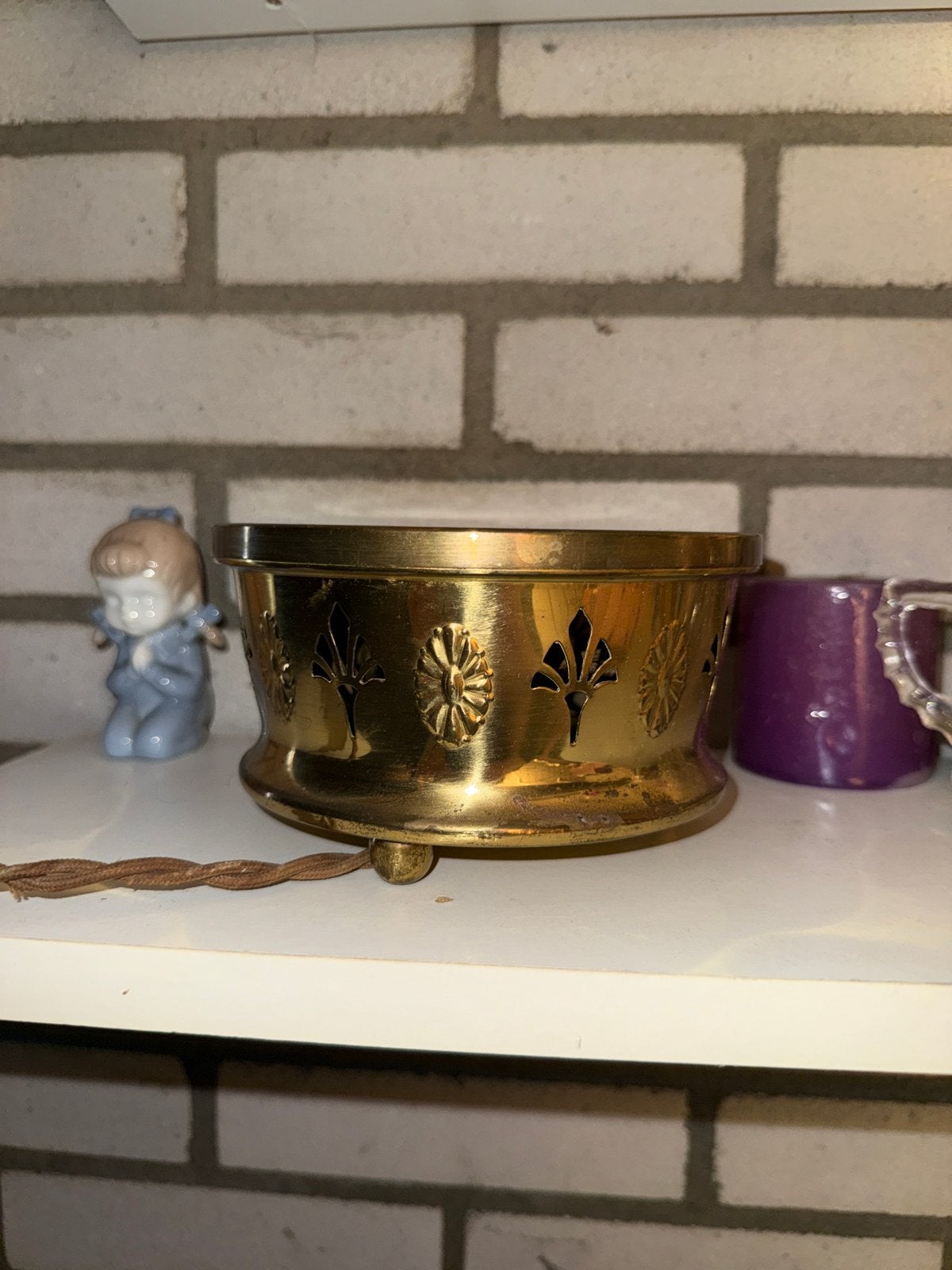 Vintage messing theelichtje/onderzetter, Antiek en Kunst, Antiek | Koper en Brons, Ophalen of Verzenden, Koper