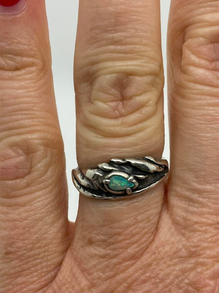 D177 Prachtige zilveren Perli ring opaal maat 17,25, Sieraden, Tassen en Uiterlijk, Ophalen of Verzenden, Zilver, Ring, Met edelsteen