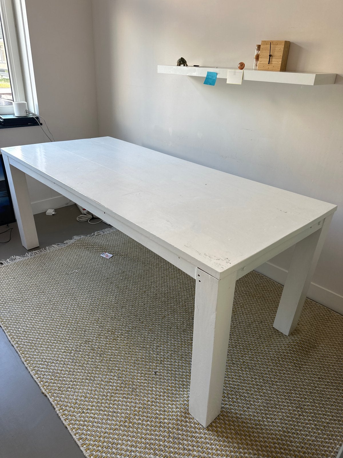 Witte eettafel 89x200 cm - Gebruikt, Ophalen, Gebruikt, 50 tot 100 cm, Vijf personen of meer
