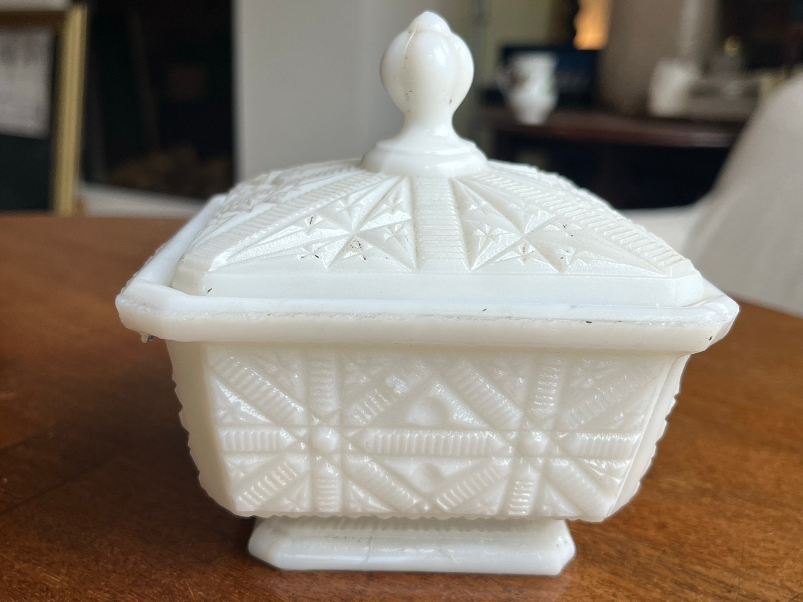 Vintage melkglazen snoep/suikerpotje Westmoreland, Ophalen of Verzenden
