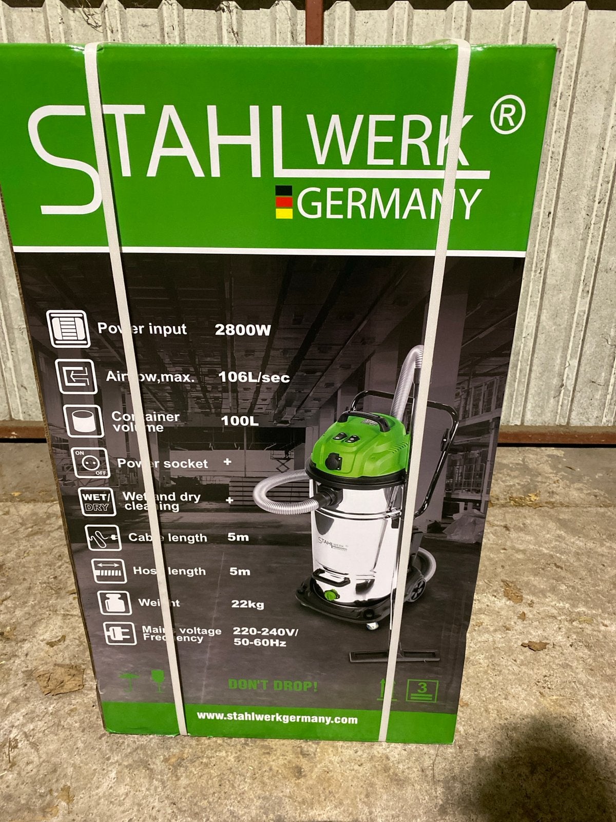Stahlwerk Bouwstofzuiger 2800W - Nat en Droog - 100L, Witgoed en Apparatuur, Ophalen, Nieuw, Industriële stofzuiger, 2000 watt of meer