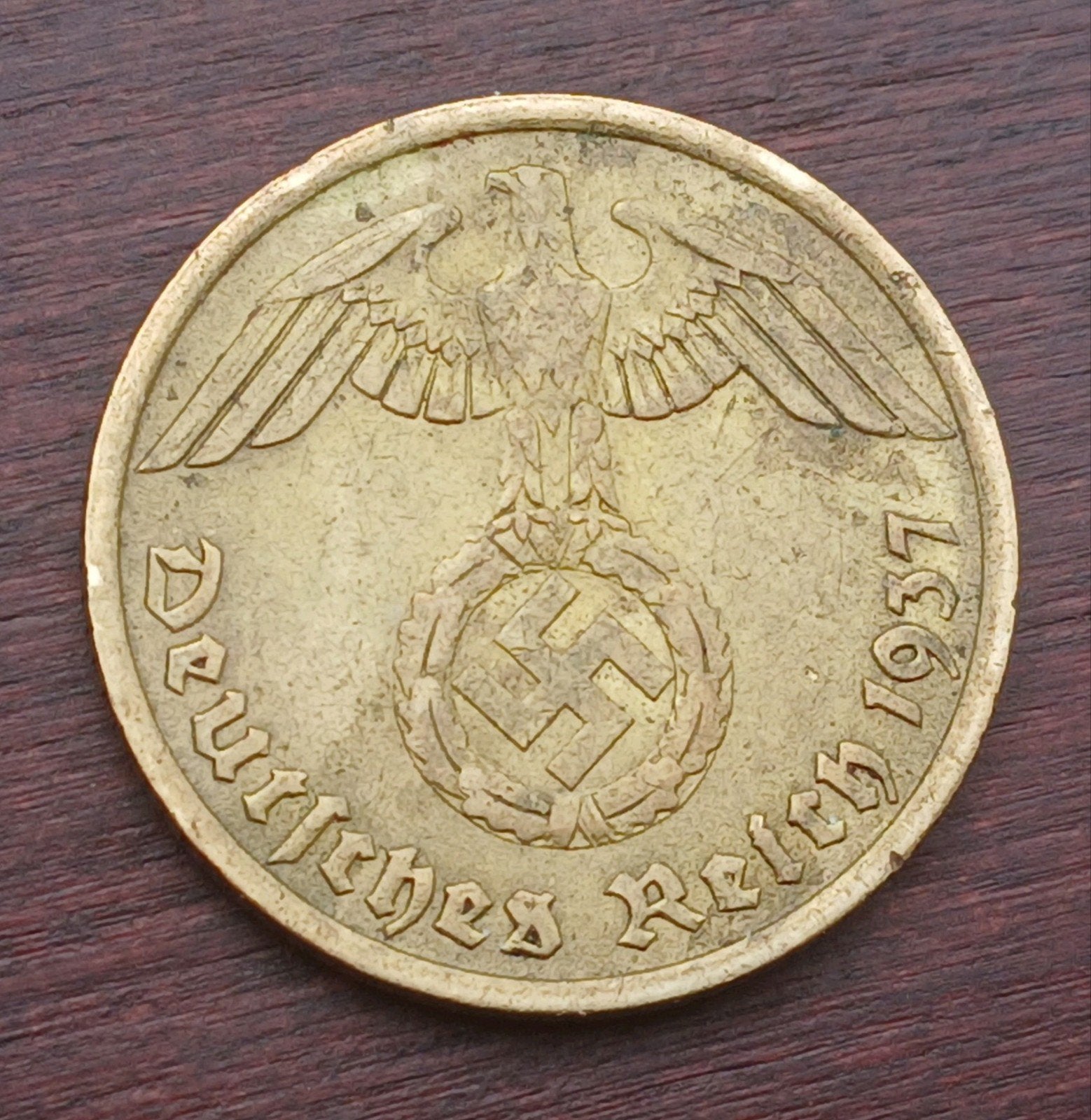 10 Reichspfennig 1937A Nazi Duitsland Oude Munt WW2 Swastika, Ophalen of Verzenden, Duitsland
