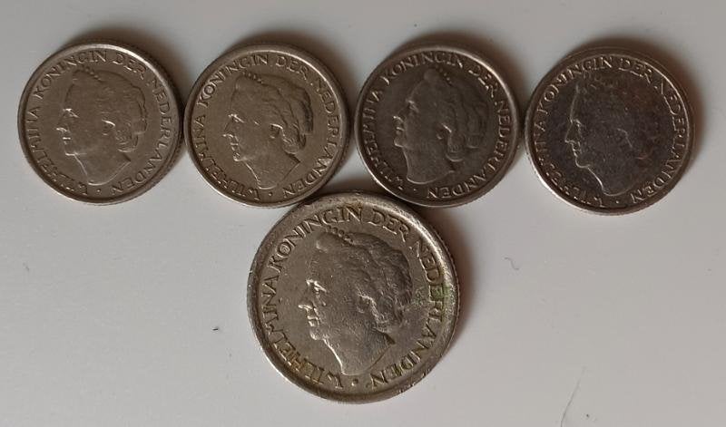 4 Stuks10 cent en een kwartje wilhelmina 1948, Postzegels en Munten, Munten | Nederland, Ophalen of Verzenden, Koningin Wilhelmina