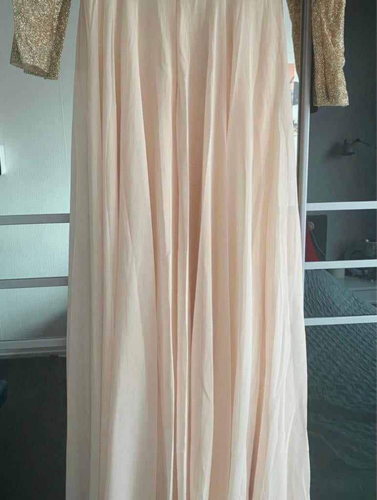 Feestjurk, Kleding | Dames, Gelegenheidskleding, Maat 38/40 (M), Galajurk, Beige, Ophalen of Verzenden