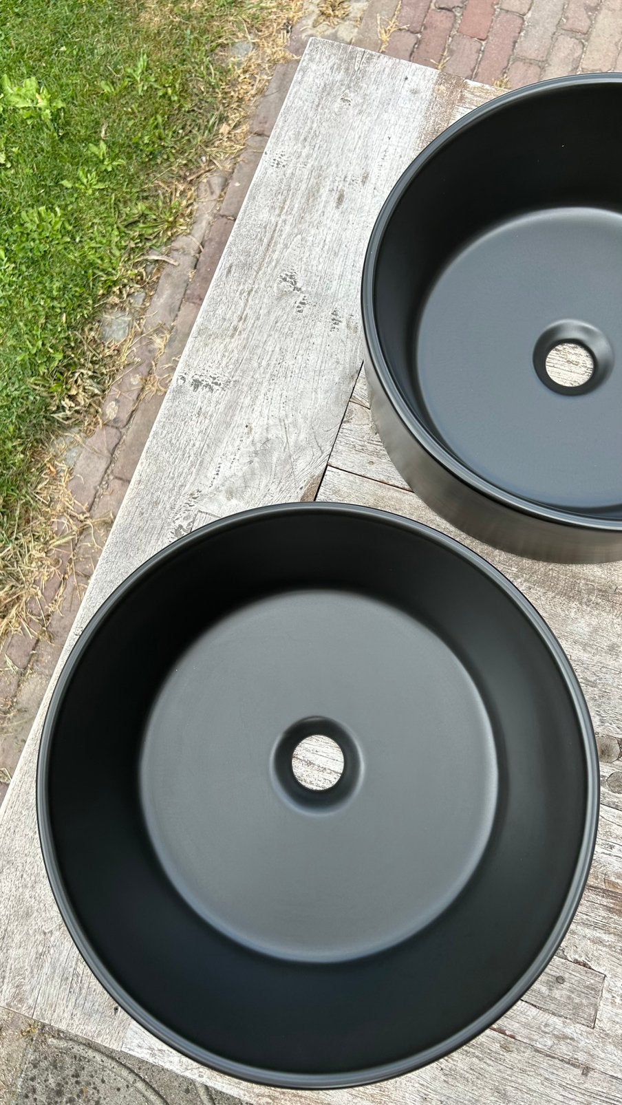 2 stuks Xenz Coco keramische waskom wasbak 40cm zwart mat, Ophalen, Steen, Wastafel