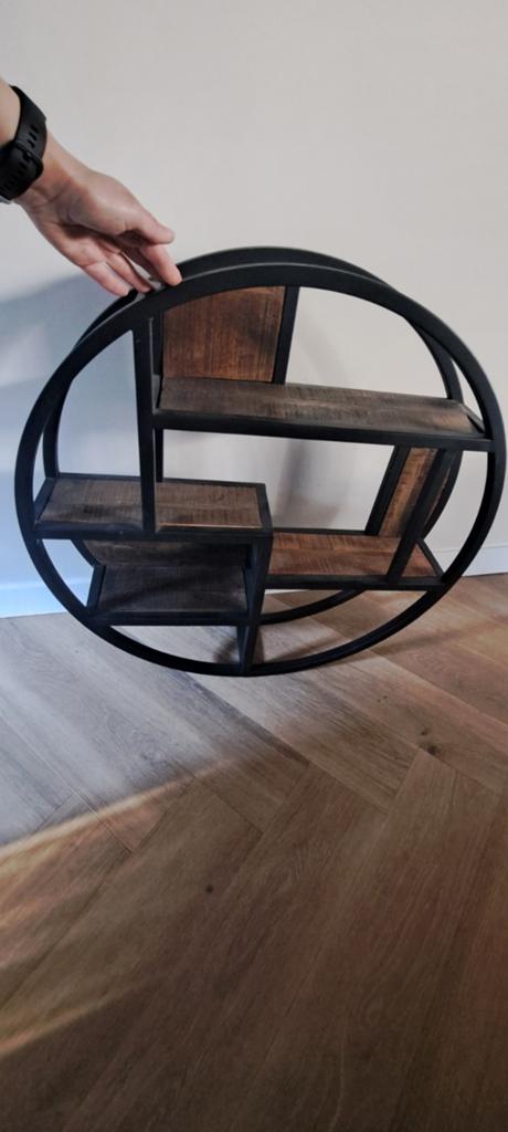 Rond rek mangohout, Huis en Inrichting, Woonaccessoires | Spiegels, Ophalen, Minder dan 50 cm, Rond, Zo goed als nieuw