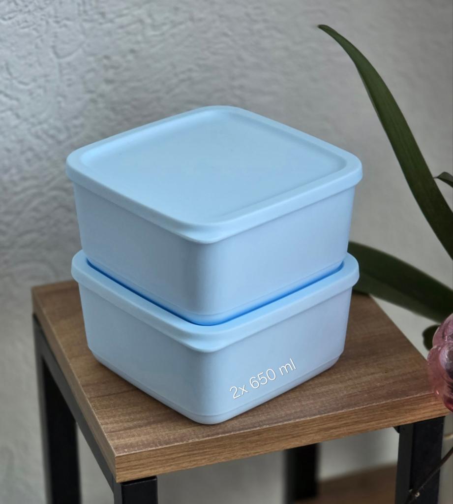 Nieuwe Tupperware voorraad dozen - 2x 650 ml, Ophalen of Verzenden, Nieuw, Blauw, Bus of Trommel
