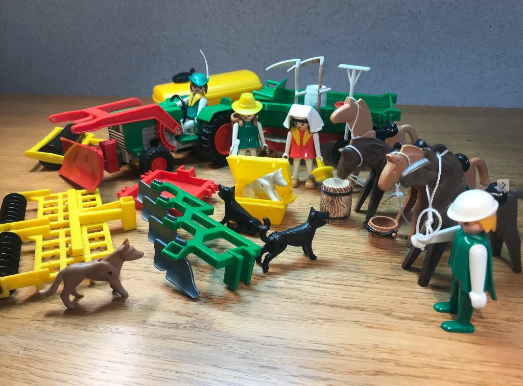 Vintage Playmobil Boerderijset: Tractor, Werktuigen, dieren,, Gebruikt, Complete set, Overige typen, Ophalen of Verzenden