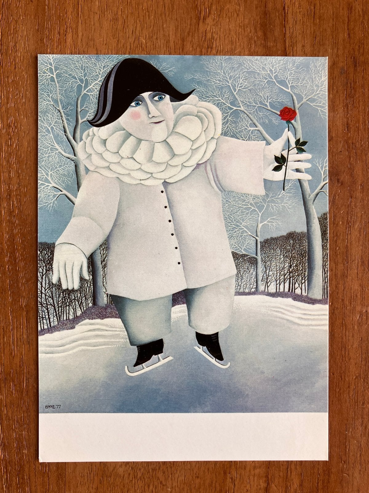 Bruno Epple - Pierrot op Schaatsen. Patineur 1977, Verzamelen, Ophalen of Verzenden, 1980 tot heden, Ongelopen, Overige thema's
