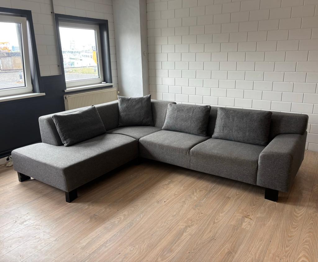 Grijze hoekbank, professioneel gereinigd, Ophalen, 250 tot 300 cm, Gebruikt, Hoekbank