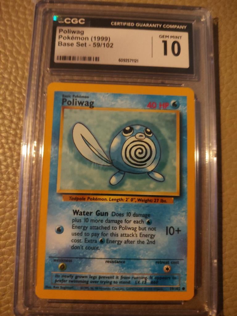 Poliwag Pokémon Kaart (1999) Base Set 59/102 CGC 10, Ophalen of Verzenden, Nieuw, Losse kaart