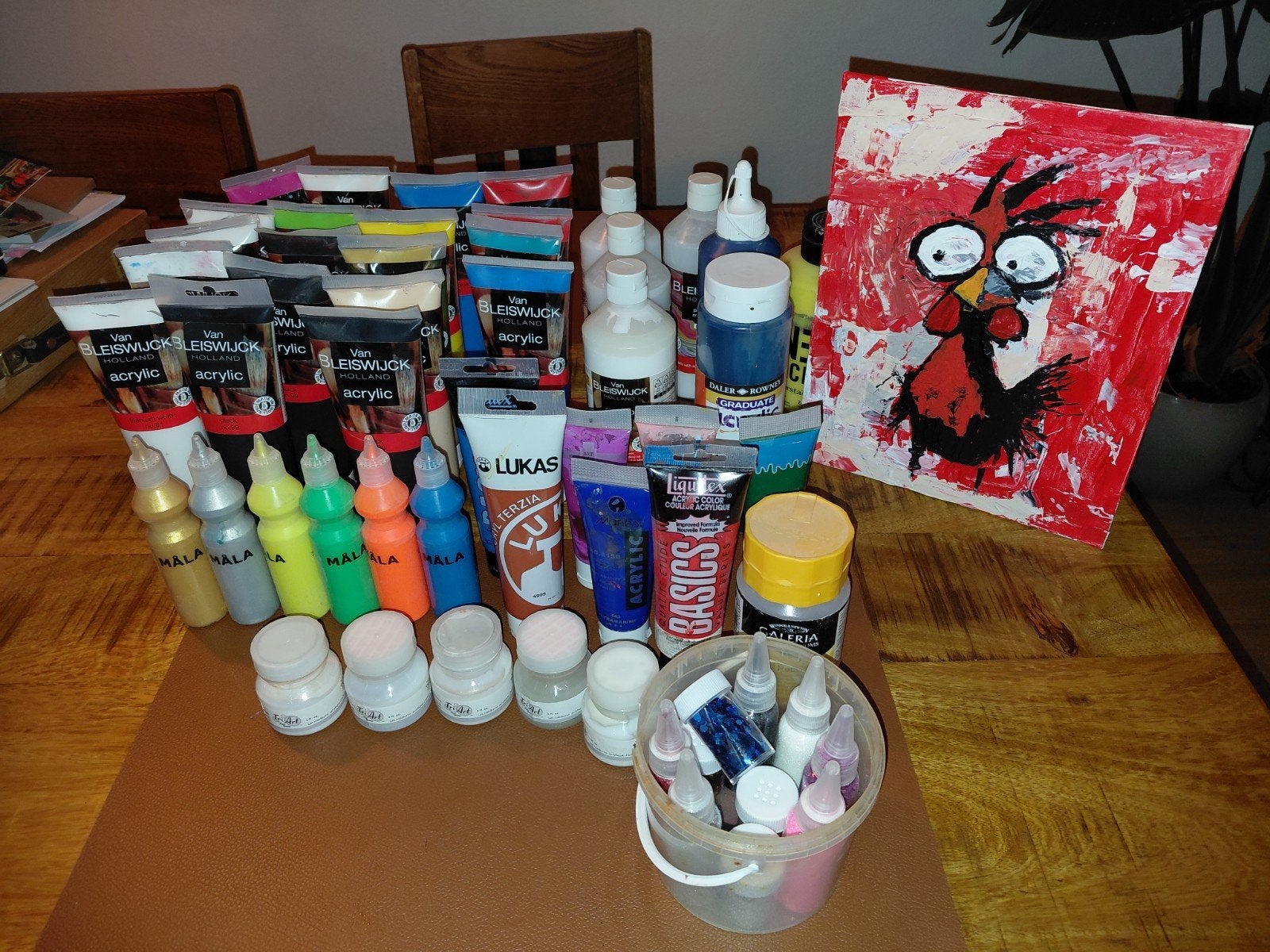 Grote collectie acrylverf en schildersbenodigdheden, Ophalen, Gebruikt, Acrylverf