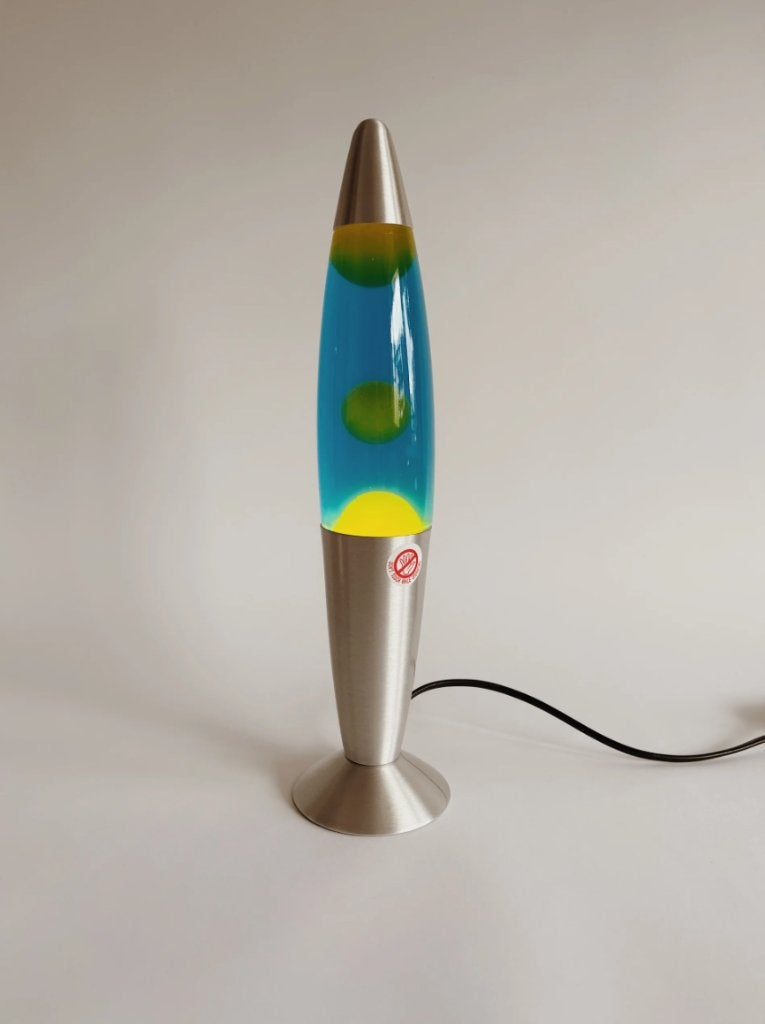 RETRO LAVALAMP | BLAUW/GEEL, Ophalen of Verzenden, Huis en Inrichting