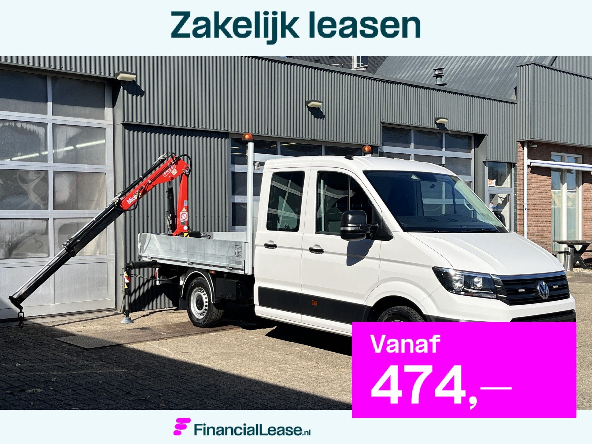 Volkswagen Crafter 35 2.0 TDI L3 Fassi Laadkraan M15A Trekha, Voorwielaandrijving, Stof, Volkswagen, Wit