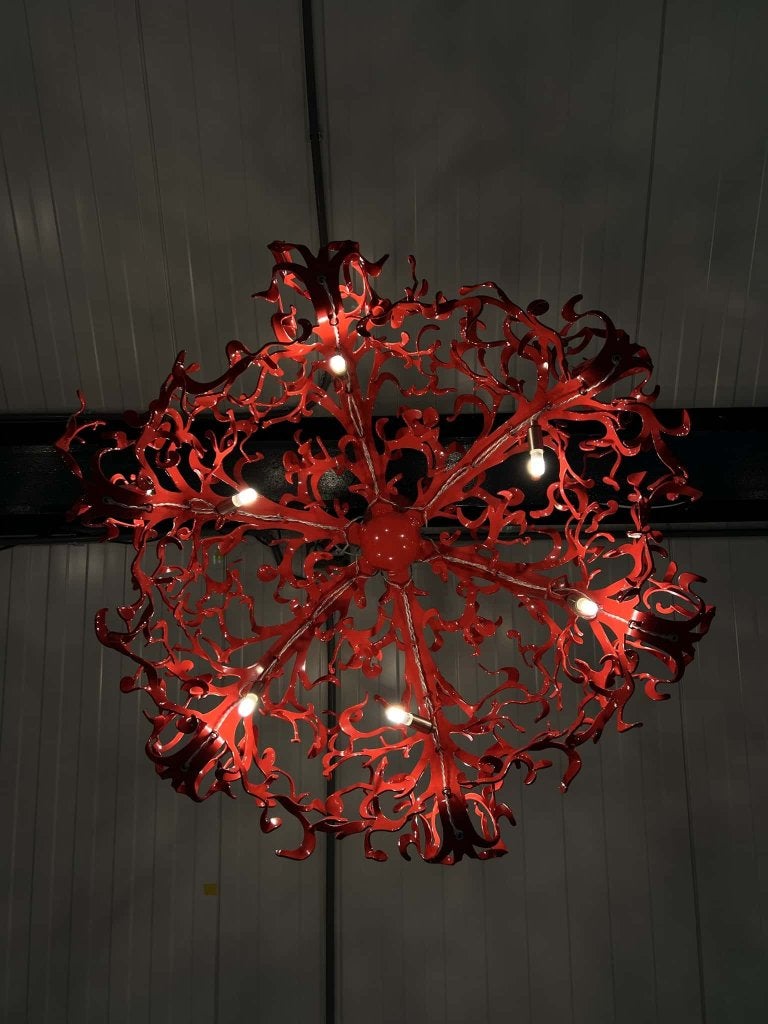 Brand van Egmond Flower Power Kroonluchter rood design Lamp, Huis en Inrichting, Overige materialen, Nieuw, Ophalen of Verzenden