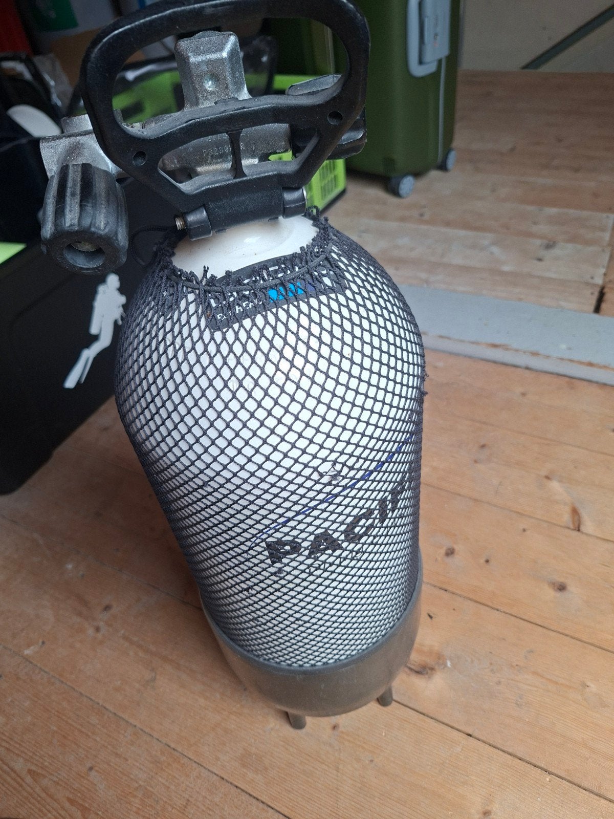 12L Duikfles kort met dubbele kraan, eerste eigenaar, Ophalen