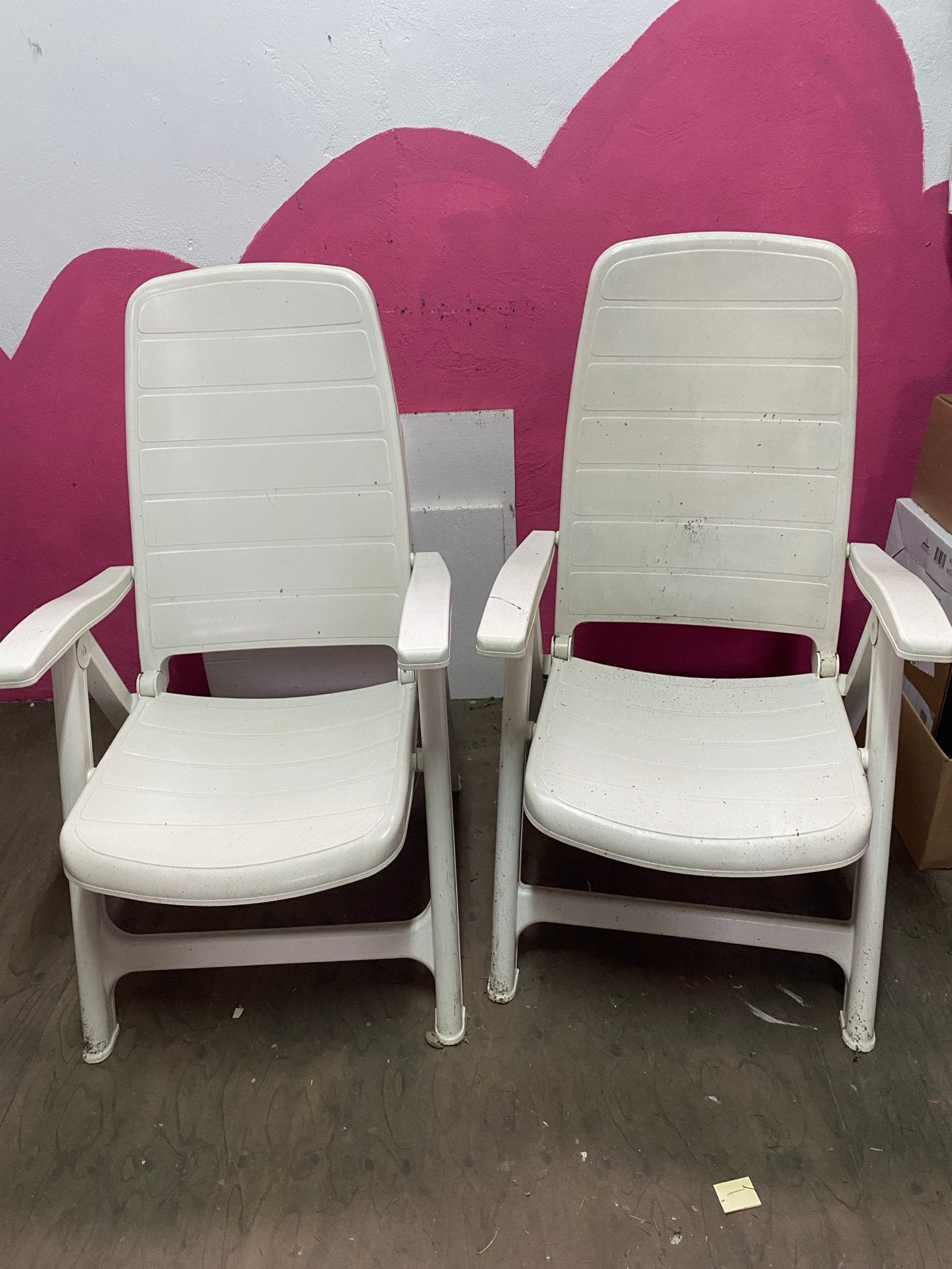 2 Flair Plaisir tuinstoelen - wit, inklapbaar, Tuin en Terras, Tuinstoelen, Ophalen, Gebruikt, Kunststof, Inklapbaar