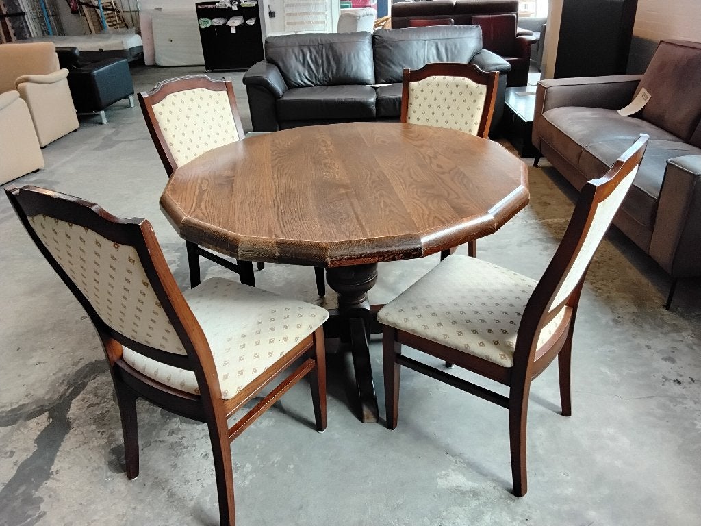Klassiek! Tafel met 4 stoelen 195=! Second Life Wolvega, Ophalen, Gebruikt, Stof, Vier