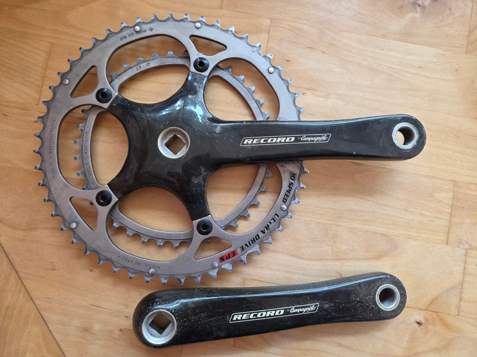 campagnolo record 10speed carbon crank, Crankstel of Pedalen, Gebruikt, Campagnolo, Ophalen of Verzenden