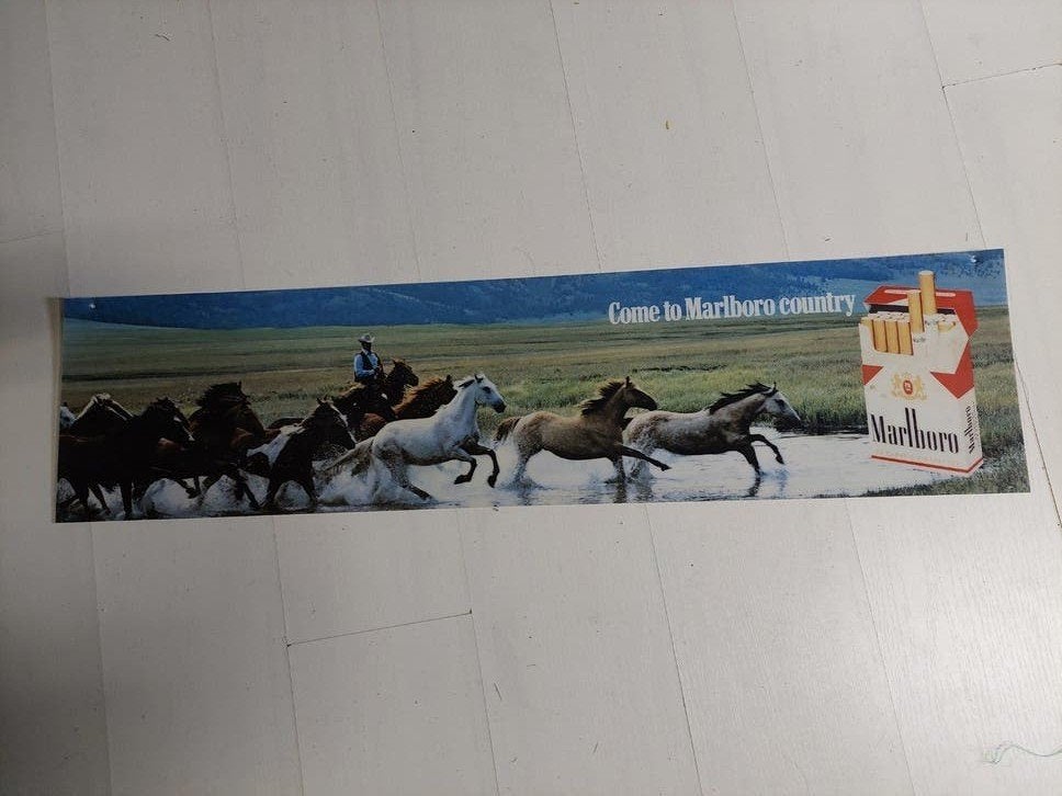 Vintage Marlboro Reclamebord "Come to Marlboro Country", Ophalen of Verzenden, Gebruikt, Reclamebord