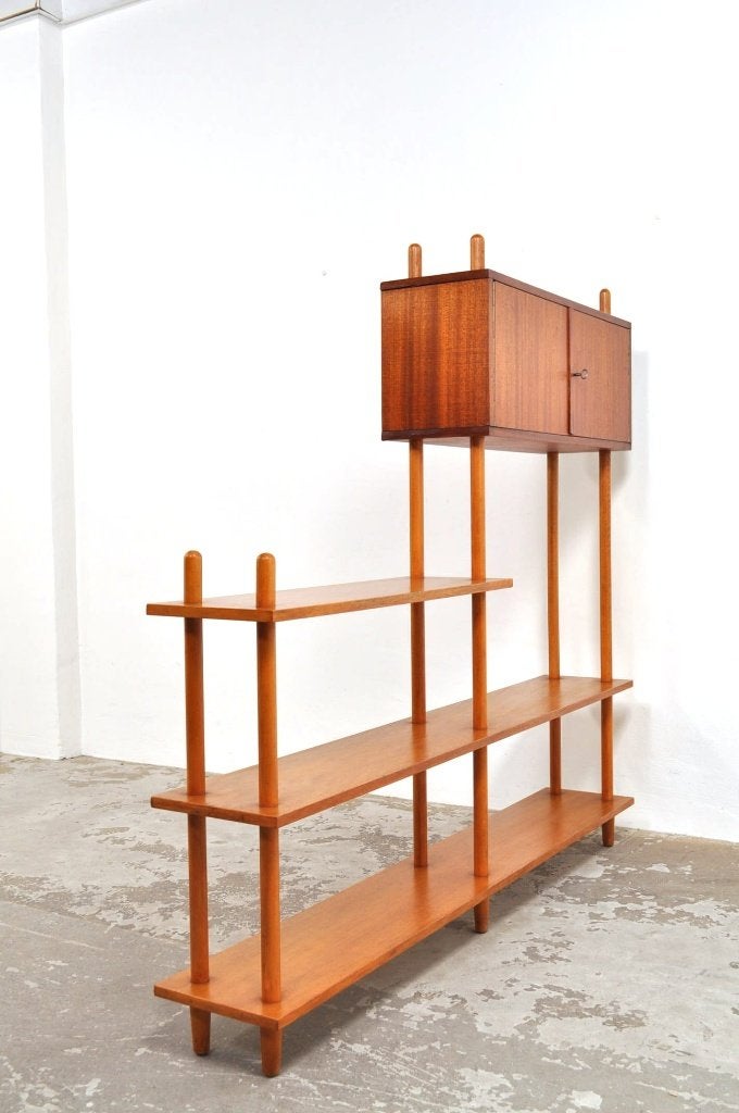 Stokkenkast room divider kast eiken beuken mahonie jaren 50, Ophalen of Verzenden, Gebruikt