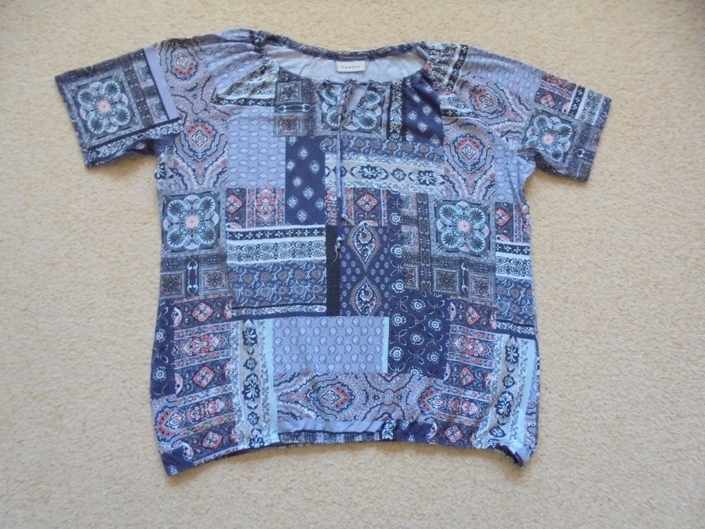 Blauw bont shirt CANDA, Maat 38/40 (M), Blauw, Ophalen of Verzenden, Zo goed als nieuw