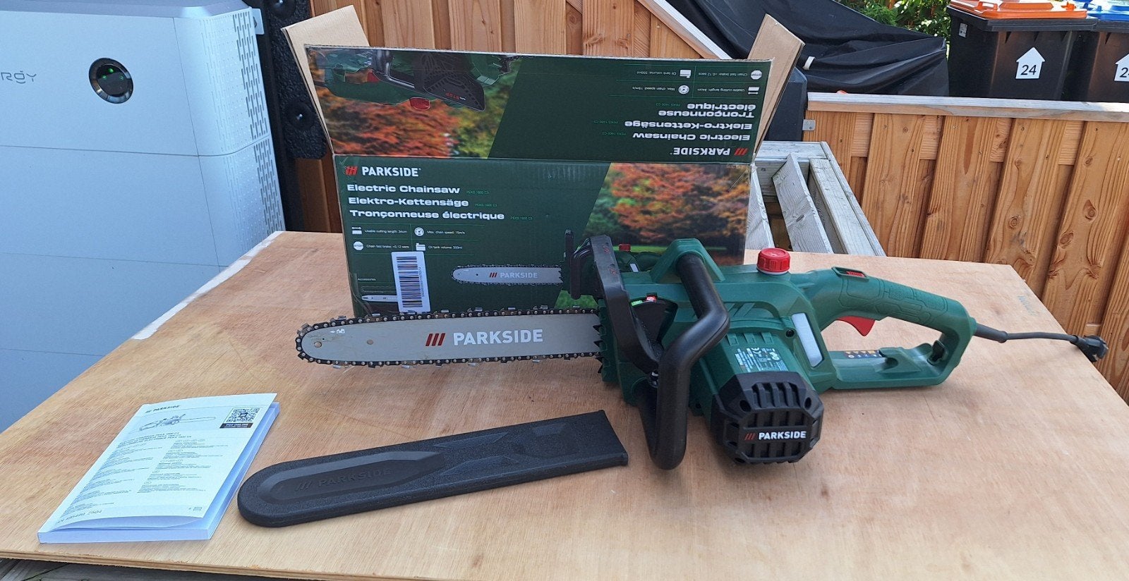 Parkside Kettingzaag met snoer - Bijna nieuw 3 jaar garantie, Doe-het-zelf en Verbouw, Kettingzaag, Ophalen of Verzenden, 30 tot 70 mm