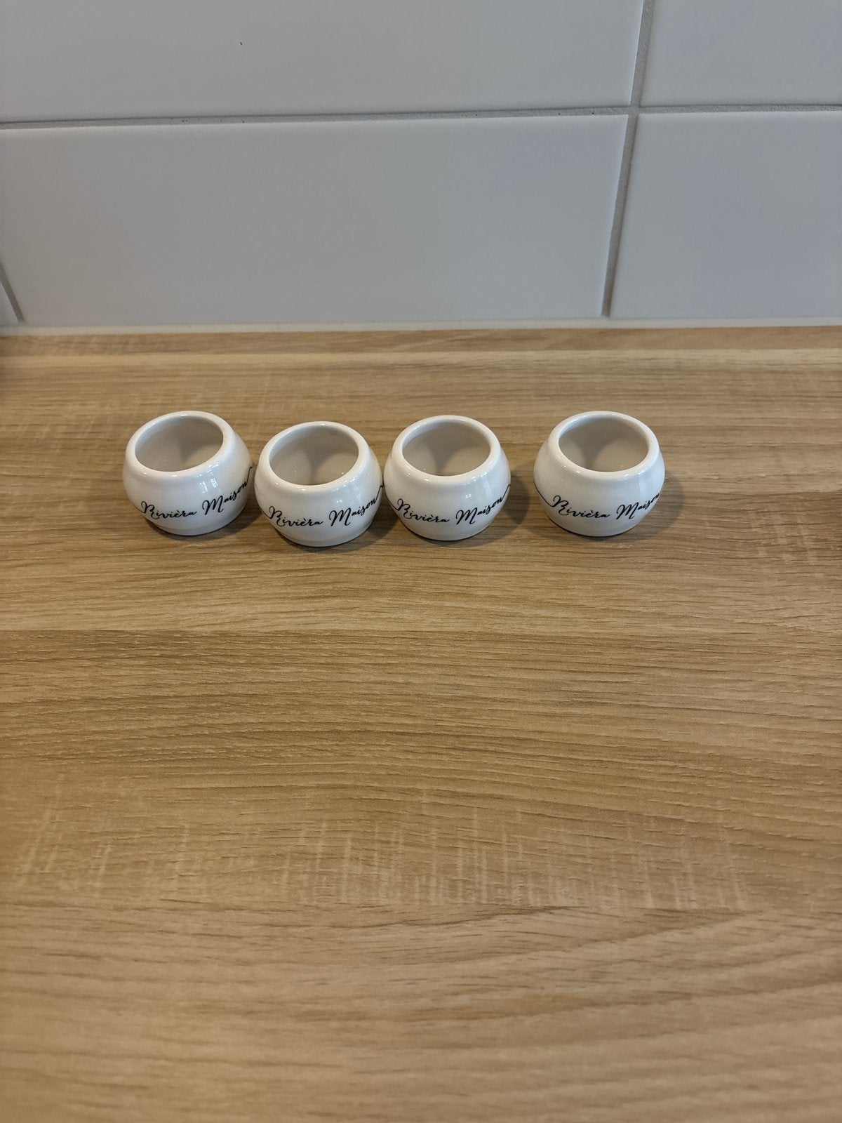 Riviera Maison servetringen - set van 4, Overige typen, Ophalen of Verzenden, Zo goed als nieuw, Wit