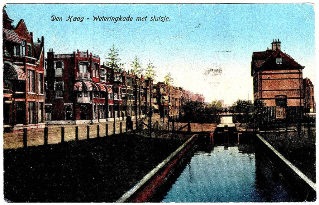 Den haag 121, Weteringkade met sluisje, verstuurd 1919, 5,==, Verzenden, Voor 1920, Gelopen, Zuid-Holland