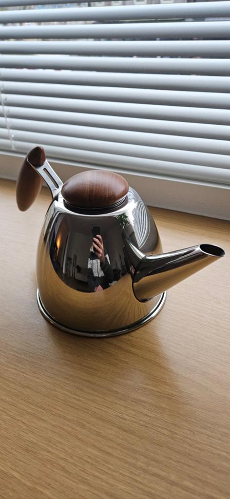 Vintage RVS Theepot Nikolai Carels, Ophalen of Verzenden, Overige materialen, Pot, Bus of Blik