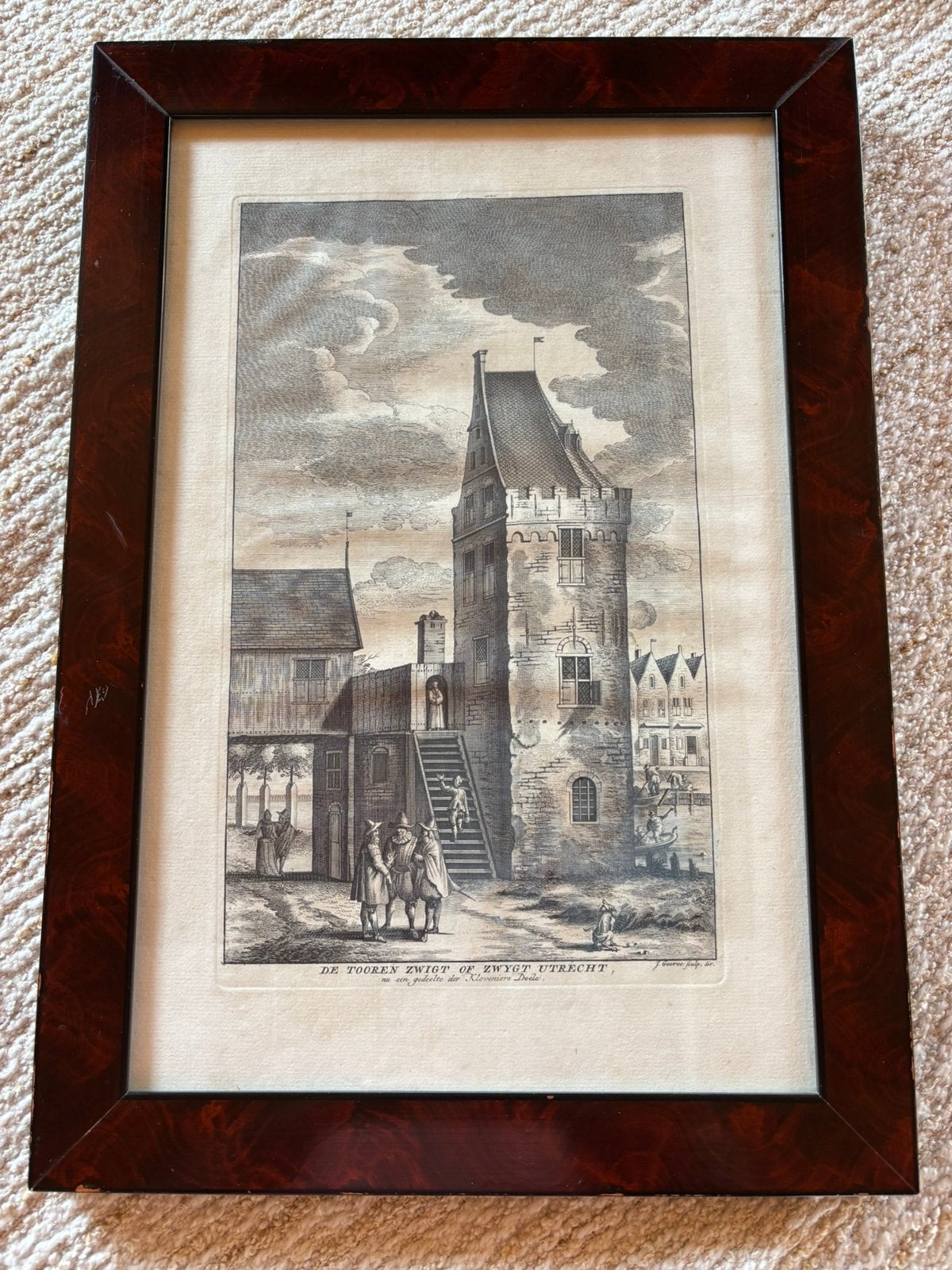 Gravure Jan Goeree De Tooren Zwigt of Zwygt Utrecht, Ingelijst, 26 cm, Stadsgezicht, Ophalen of Verzenden