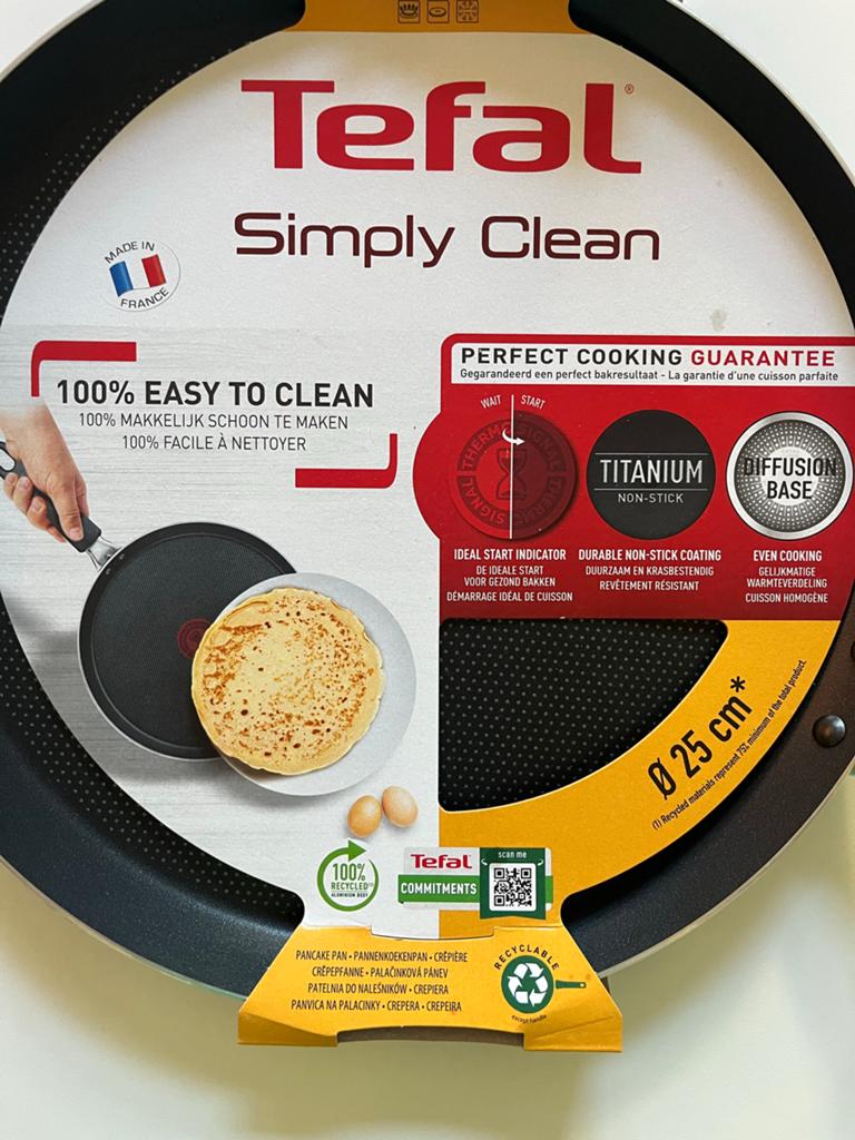 Tefal Simply Clean Crêpe Pan 25cm - Nieuw, Ophalen of Verzenden, Nieuw, Aluminium, Koekenpan of Braadpan