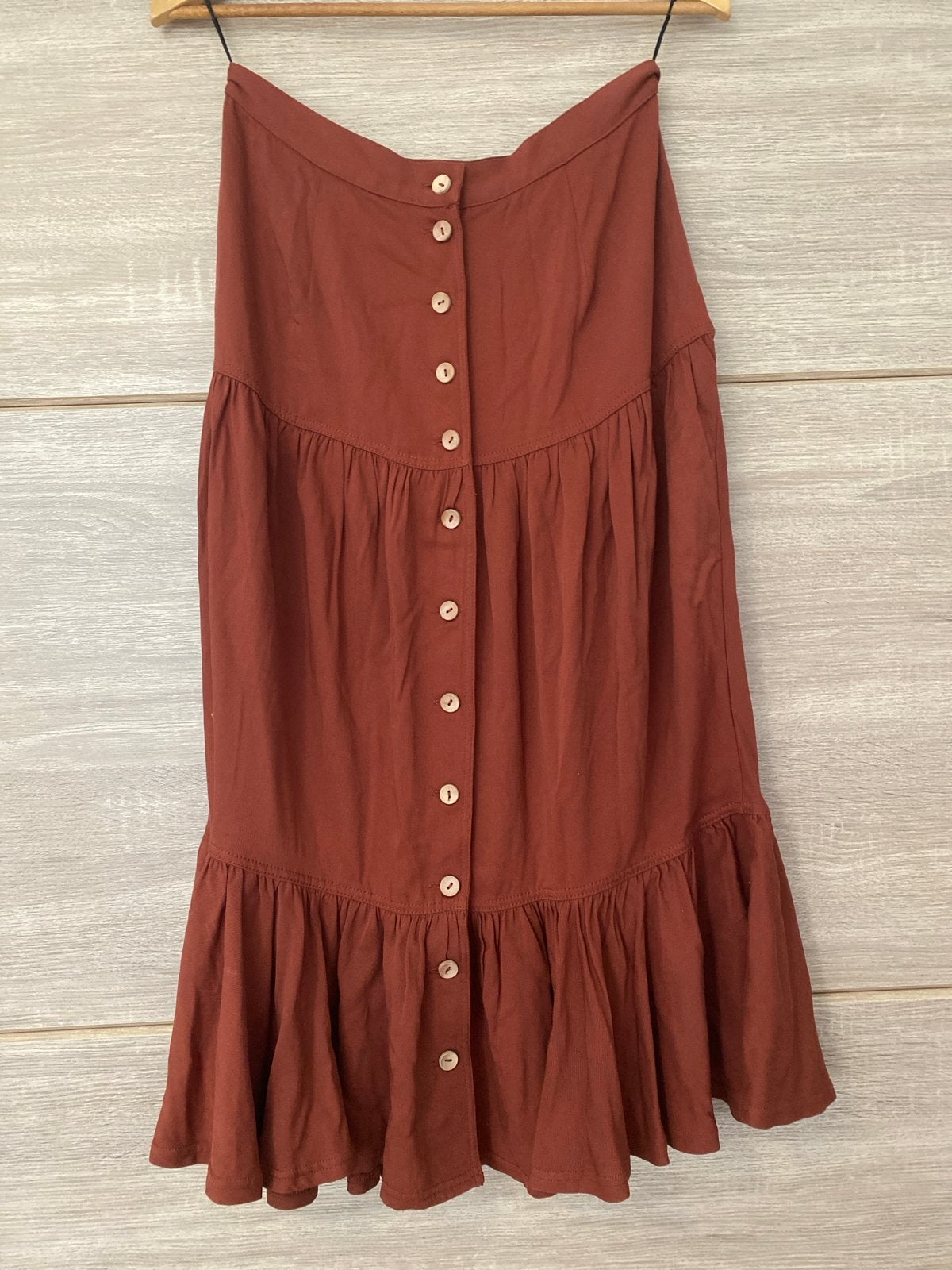 Lange roestbruine rok bpc collection maat 38 viscose, Maat 38/40 (M), Bruin, Ophalen of Verzenden, Gedragen