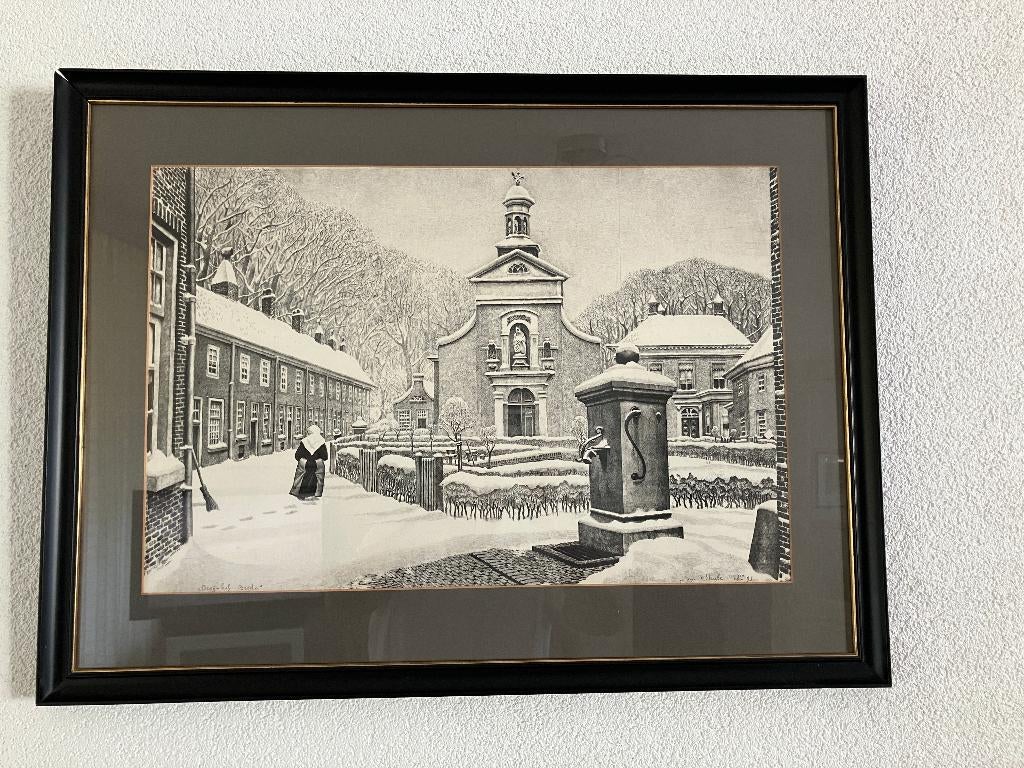 Litho Begijnhof van Jan Strube grootformaat, Ophalen