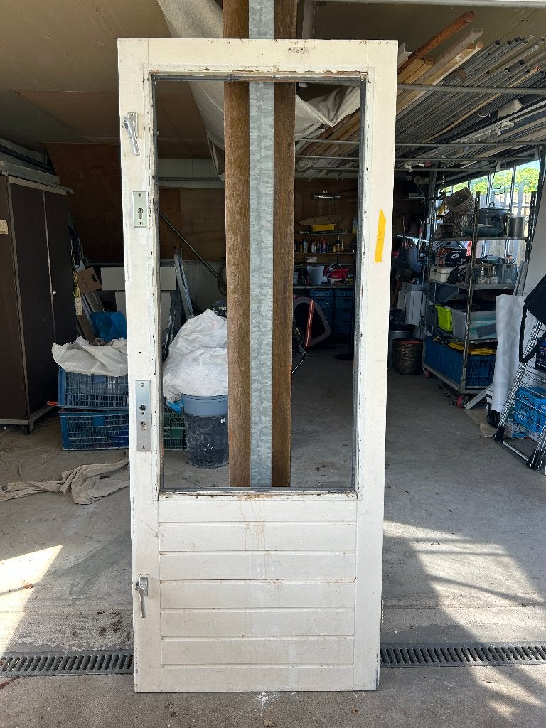 Massief hardhouten achterdeur / buitendeur - 224 x 88,7, Ophalen, Gebruikt, 80 tot 100 cm, 215 cm of meer