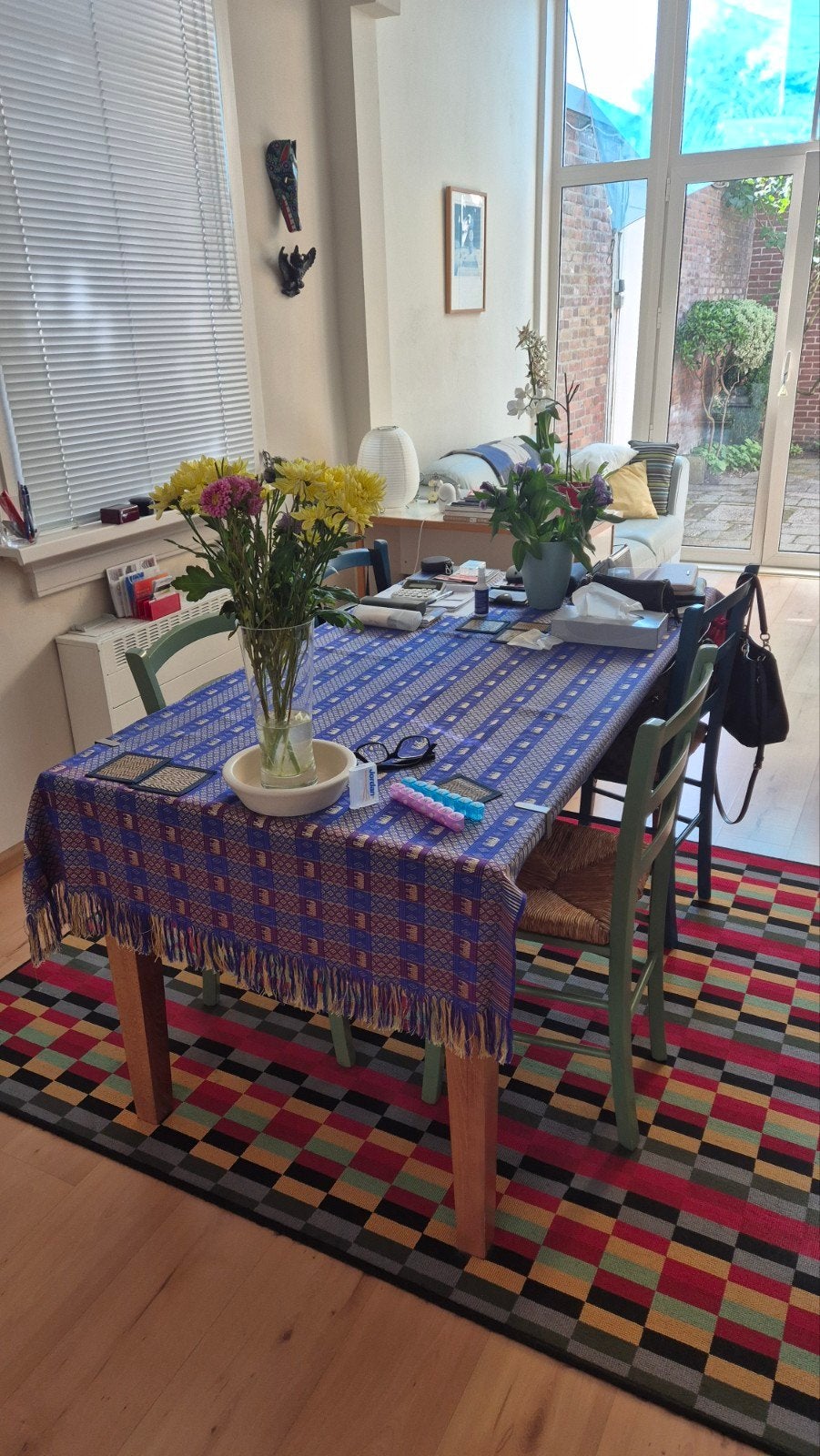 Tafel plus 4 stoelen, Huis en Inrichting, Tafels | Salontafels, Ophalen, Gebruikt, Rechthoekig