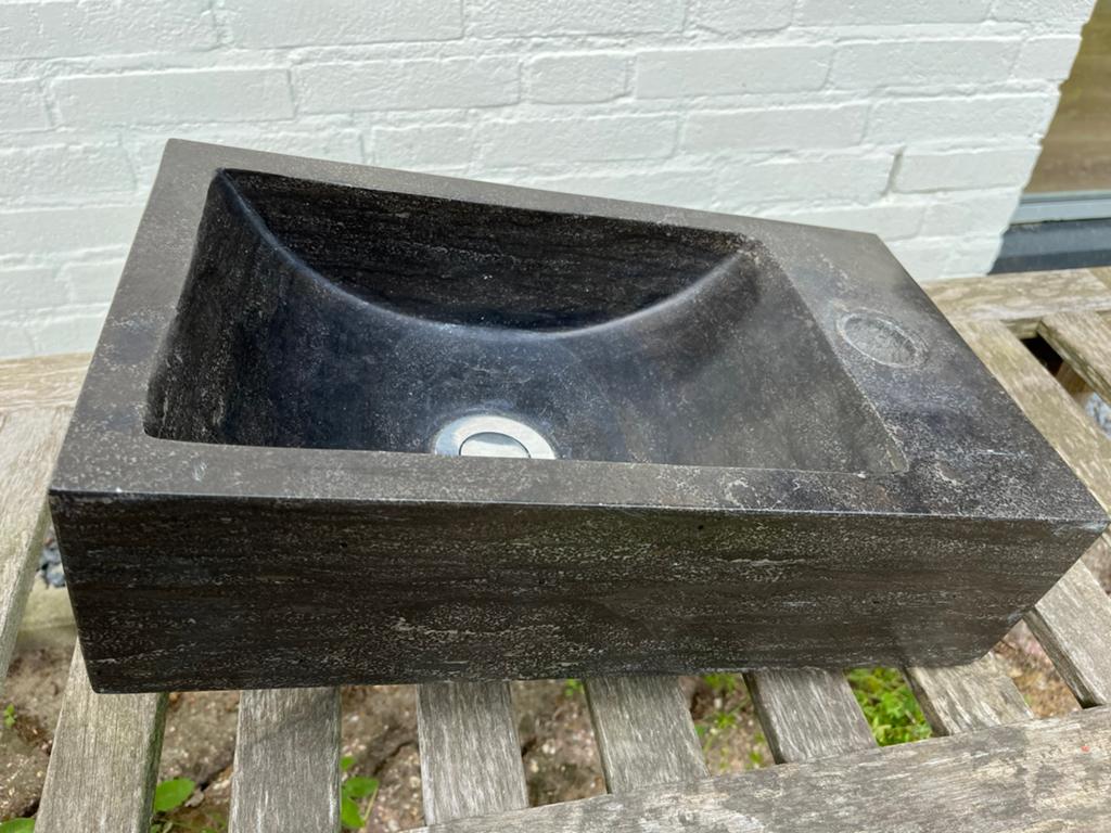 Fontein wc toilet natuursteen kraangat rechts 40x23 en 11cmH, Ophalen, Gebruikt