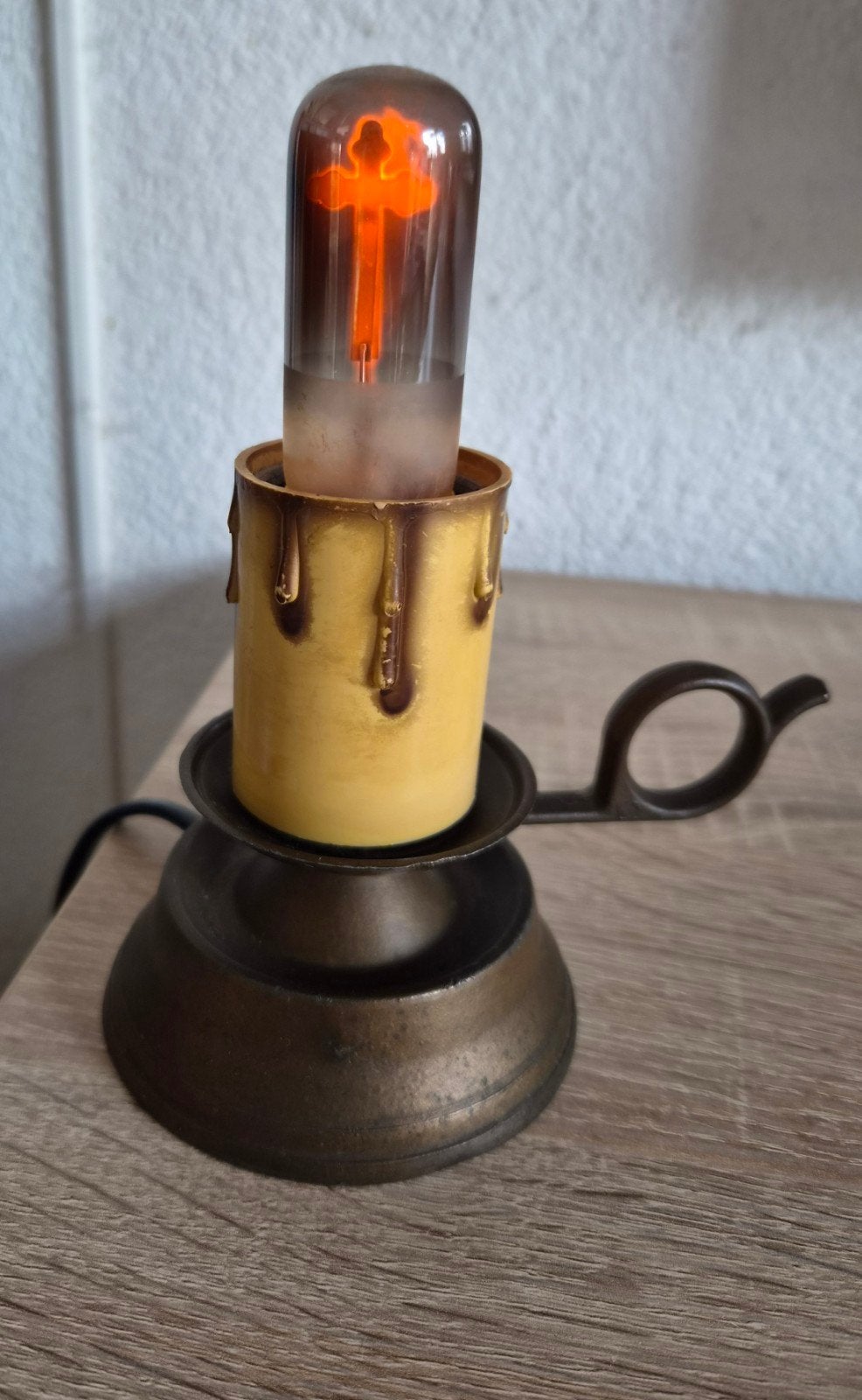 Vintage Kaarslampje - Sfeervolle Tafellamp, Ophalen of Verzenden