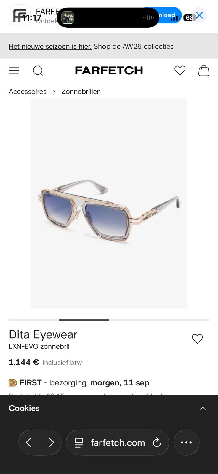 Dita lxn-evo zonnebril, Ophalen of Verzenden, Zo goed als nieuw, Overige merken