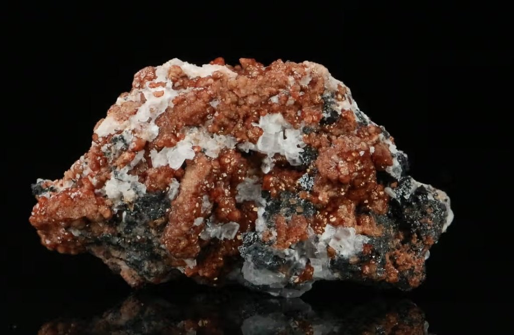 ANDRADIET + BARIET op HEMATIET uit Zuid-Afrika., Ophalen of Verzenden, Mineraal