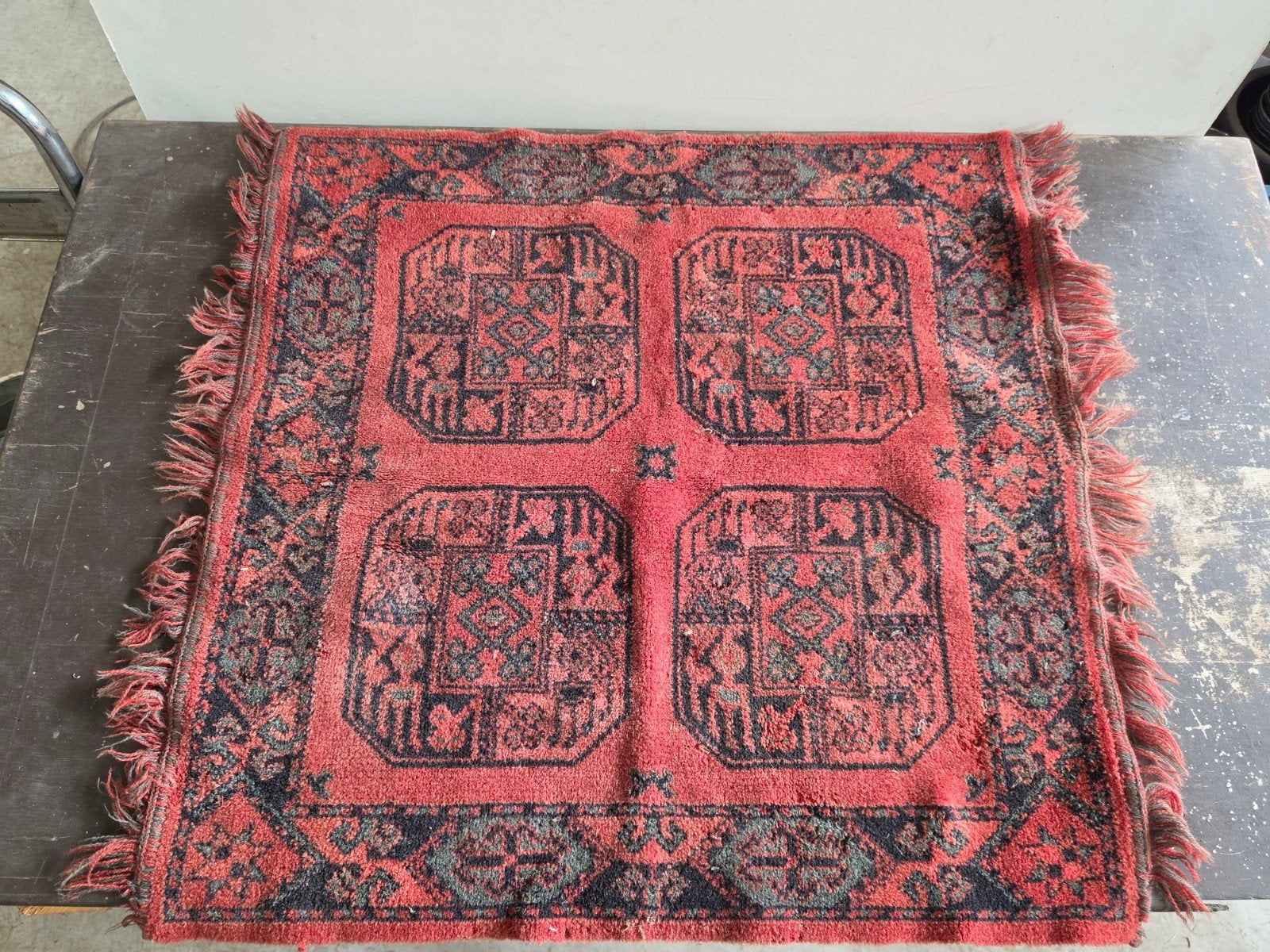 Vintage geknoopt oosters tapijt 80x80, Ophalen of Verzenden