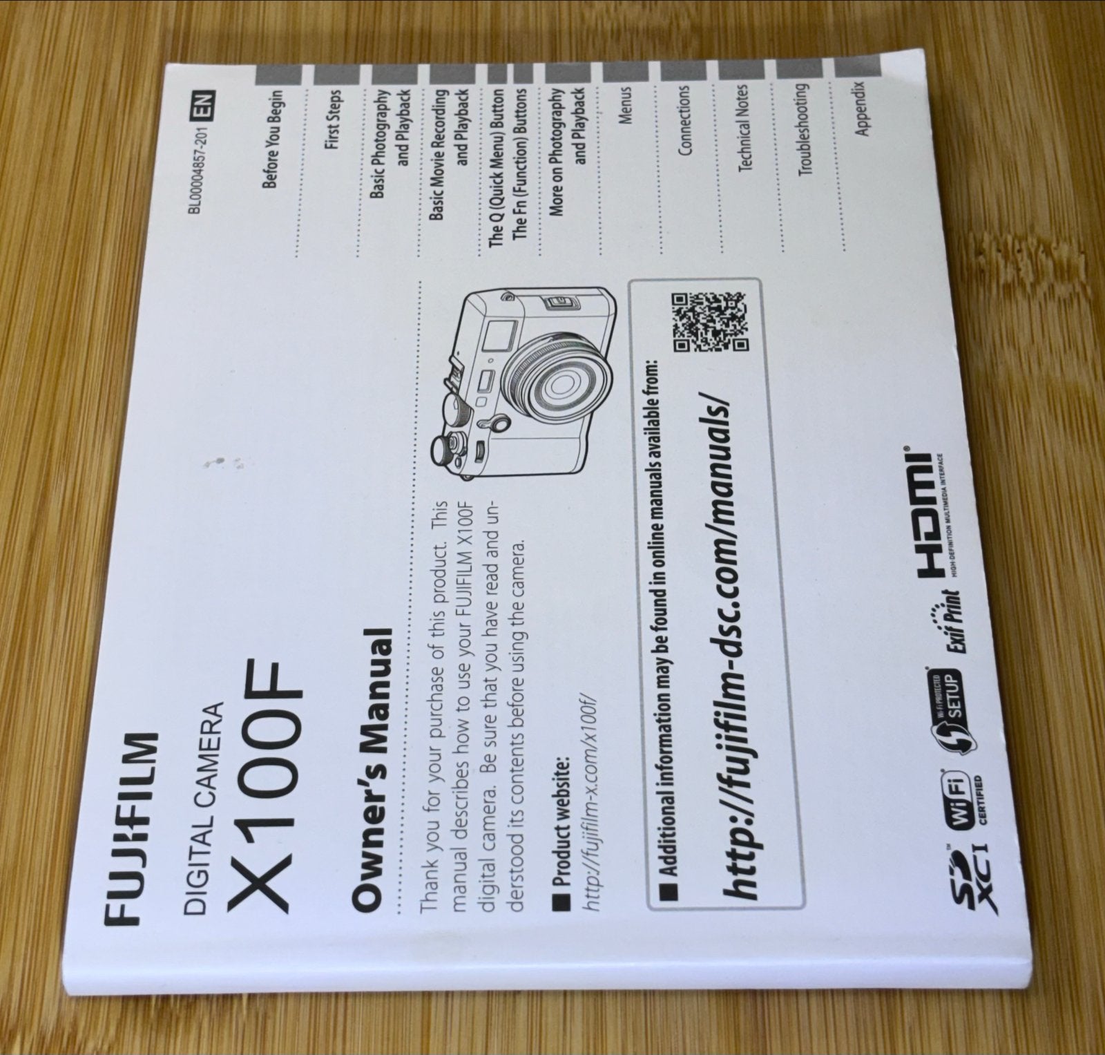Handleiding Fujifilm X100F engelstalig, Ophalen of Verzenden, Nieuw, Geen optische zoom