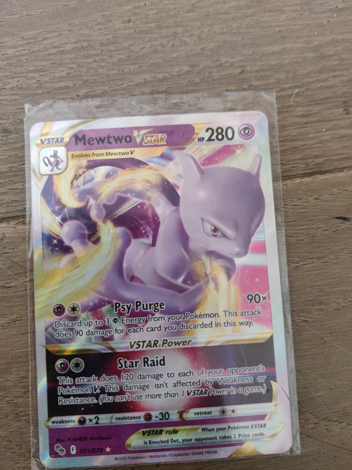 Mewtwo VSTAR Pokémon kaart (031/078) - Zo goed als nieuw, Ophalen of Verzenden, Zo goed als nieuw, Losse kaart, Foil